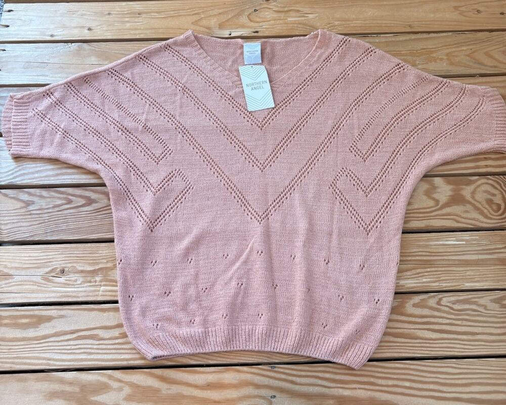 Northern Angel Anthropologie NWT Women’s Short Sleeve Sweater Size S Pink T6